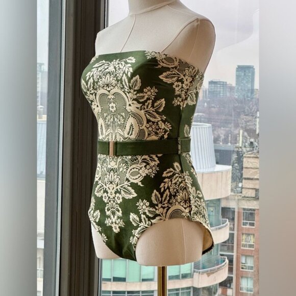 🆕 ZIMMERMANN 🧿 NWT Paisley Bandeau 1PC Swim Suit, Khaki Cream - Sz 2 US 6 - Picture 6 of 16